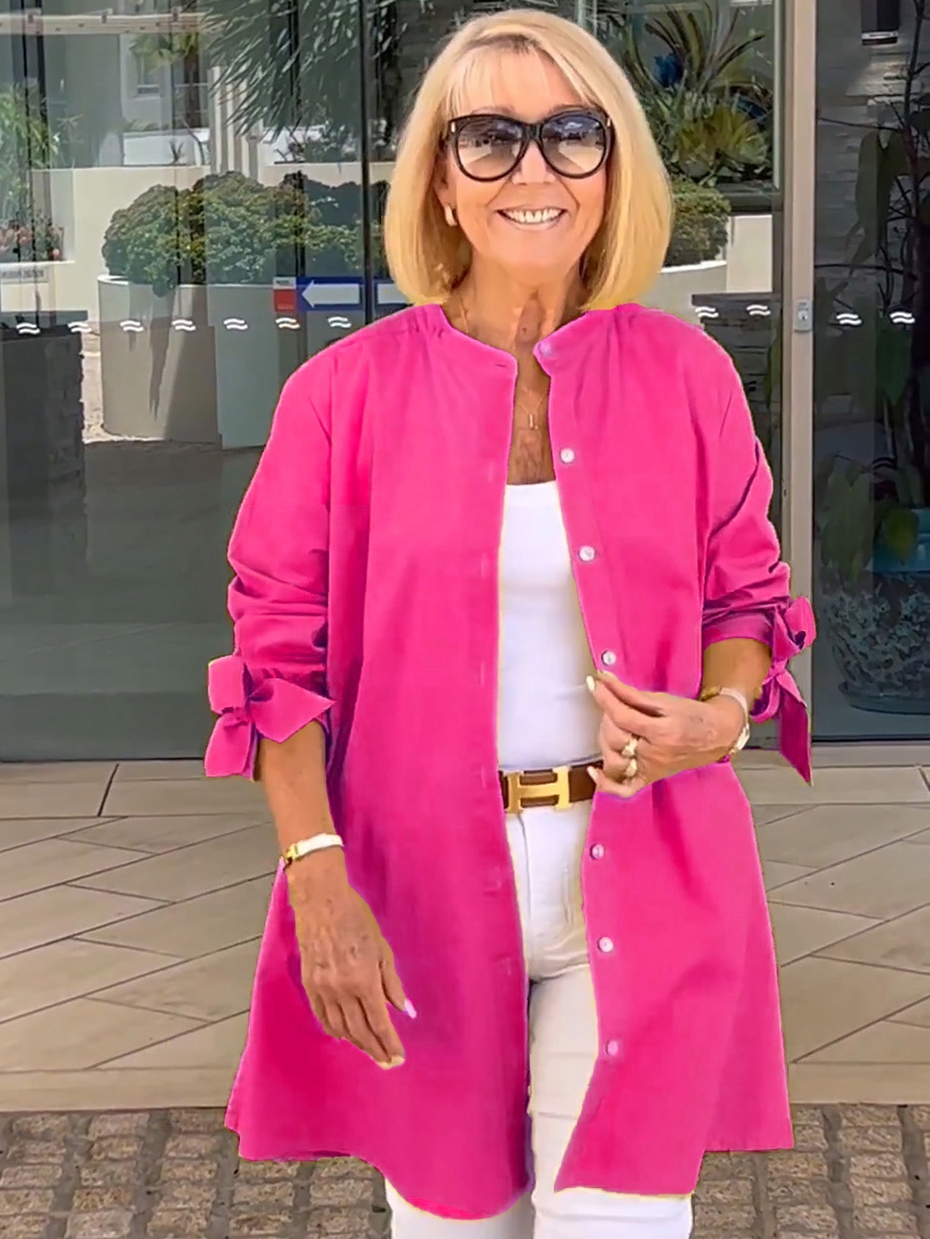 🔥👚👖Długa bawełniana kurtka koszulowa w jednolitym kolorze