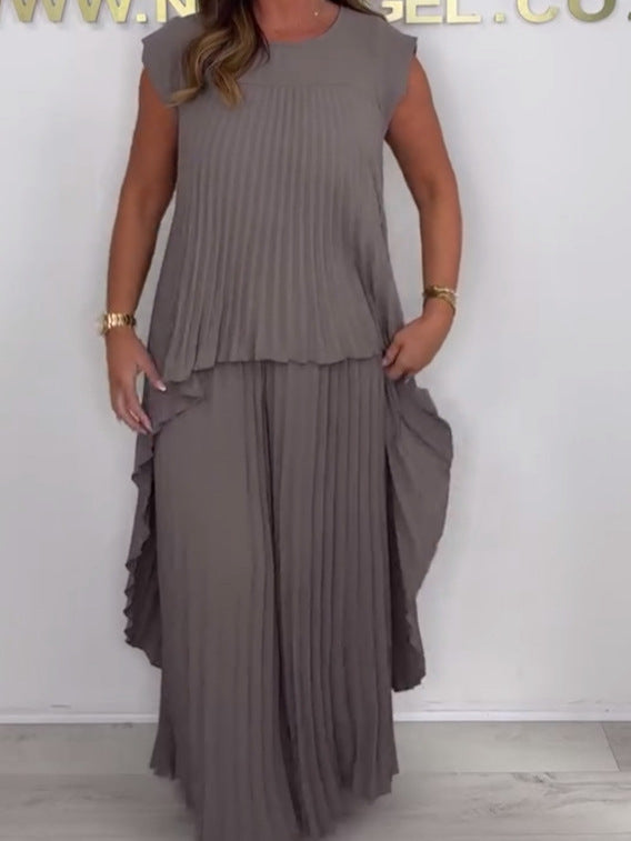 🔥👚👖Komplet damski: elegancka plisowana bluzka i przewiewne spodnie