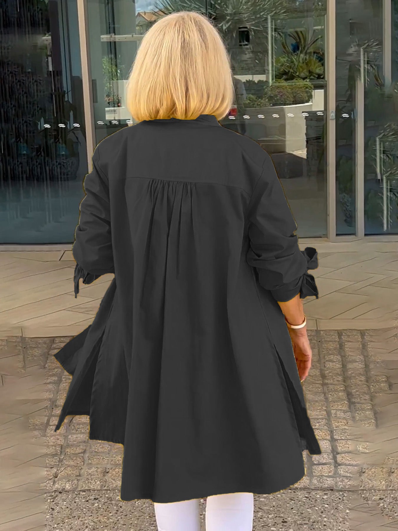 🔥👚👖Długa bawełniana kurtka koszulowa w jednolitym kolorze
