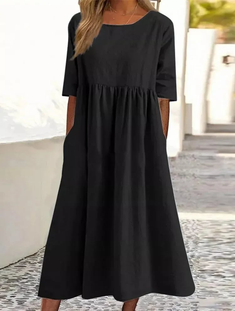 🔥👗Modna sukienka bawełniana z okrągłym dekoltem