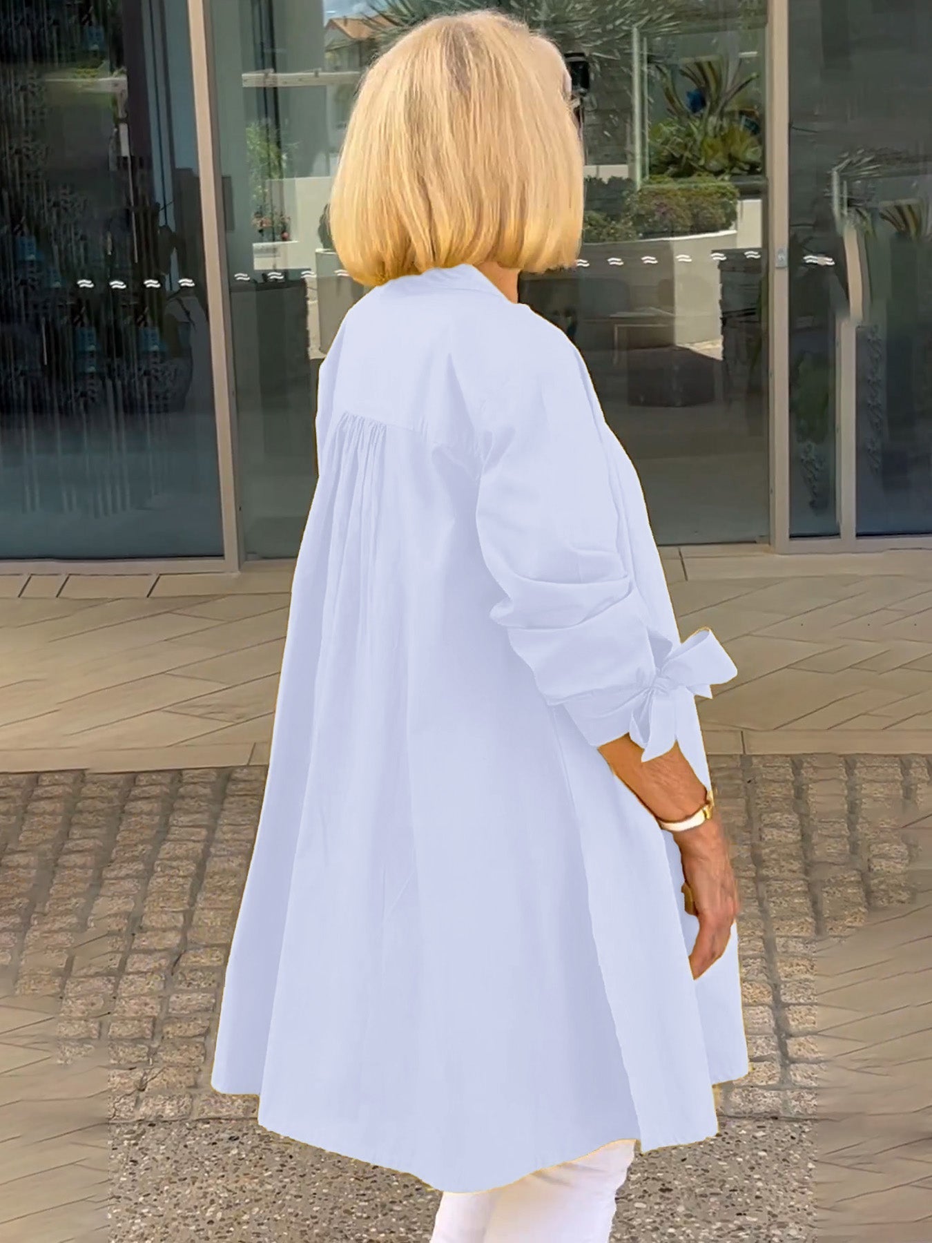 🔥👚👖Długa bawełniana kurtka koszulowa w jednolitym kolorze