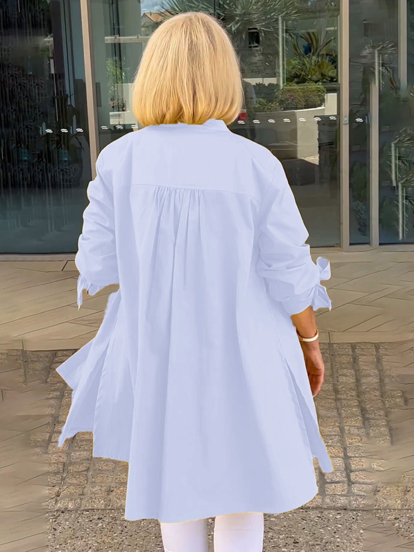 🔥👚👖Długa bawełniana kurtka koszulowa w jednolitym kolorze