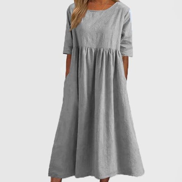 🔥👗Modna sukienka bawełniana z okrągłym dekoltem