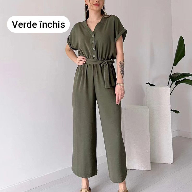 🔥👚👖Casualowy kombinezon damski z krótkim rękawem V-Neck