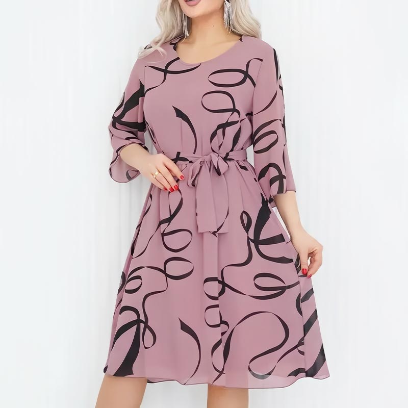 🌸2025🌸Elegancka luźna sukienka midi z marszczonymi rękawami 3