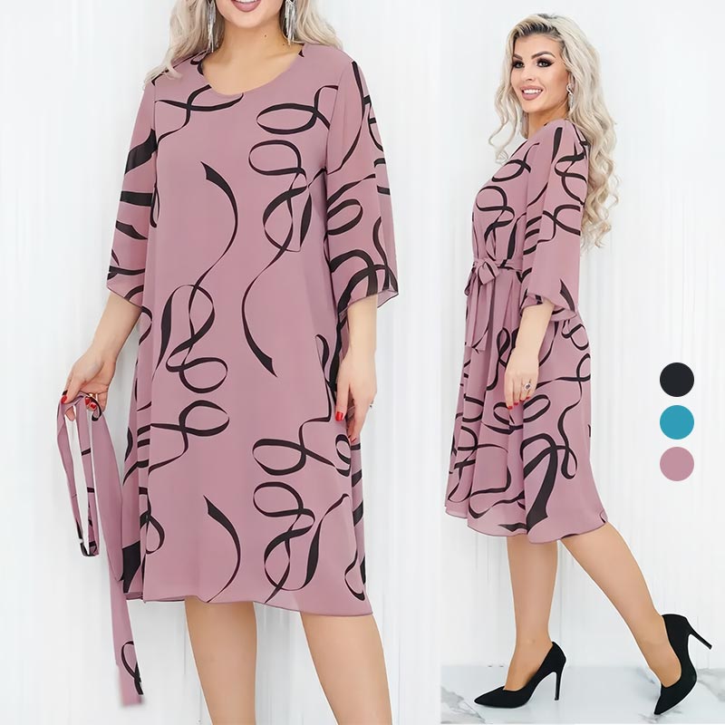 🌸2025🌸Elegancka luźna sukienka midi z marszczonymi rękawami 3