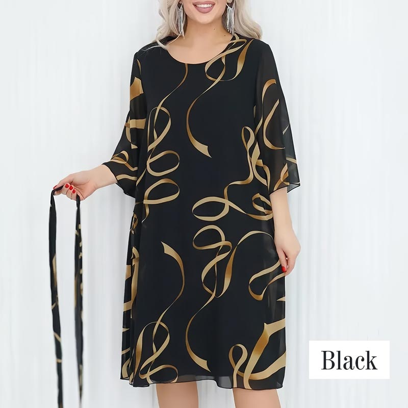 🌸2025🌸Elegancka luźna sukienka midi z marszczonymi rękawami 3