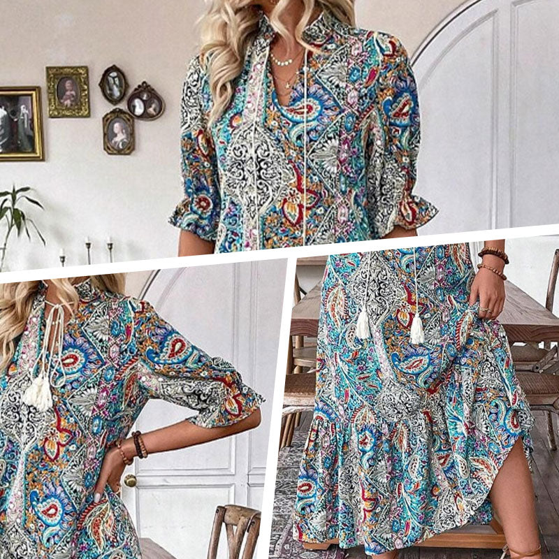 🔥👗Sukienka z nadrukiem w stylu bohemy