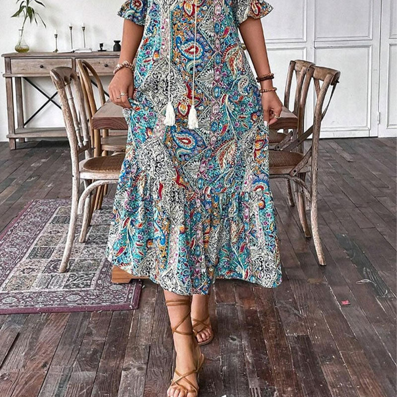 🔥👗Sukienka z nadrukiem w stylu bohemy