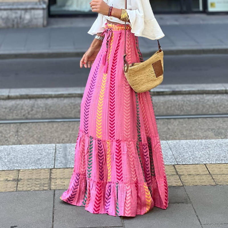 🔥👗Spódnica półdługa z nadrukiem w stylu wakacji letnich