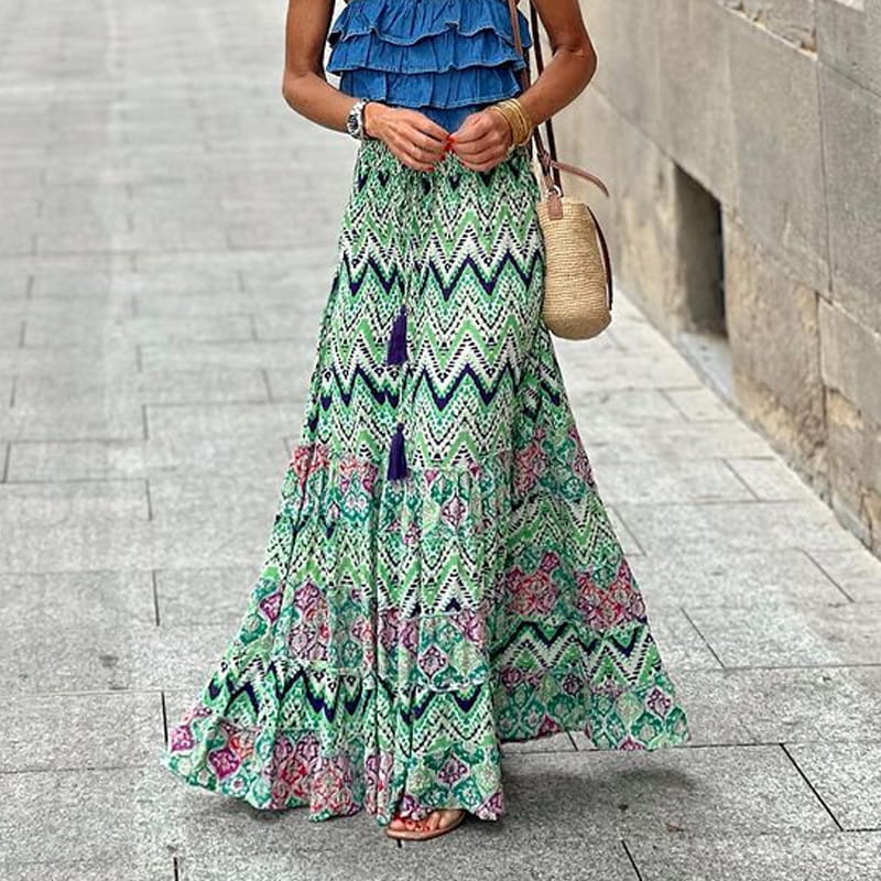 🔥👗Spódnica półdługa z nadrukiem w stylu wakacji letnich