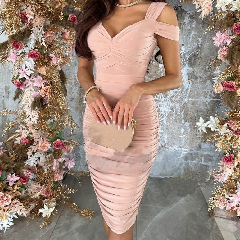 🔥👗Sexy damska dopasowana sukienka z odkrytymi ramionami