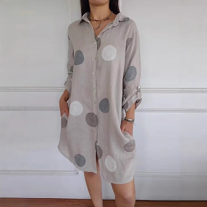 🔥👔Sukienka koszulowa Plus Size z nadrukiem