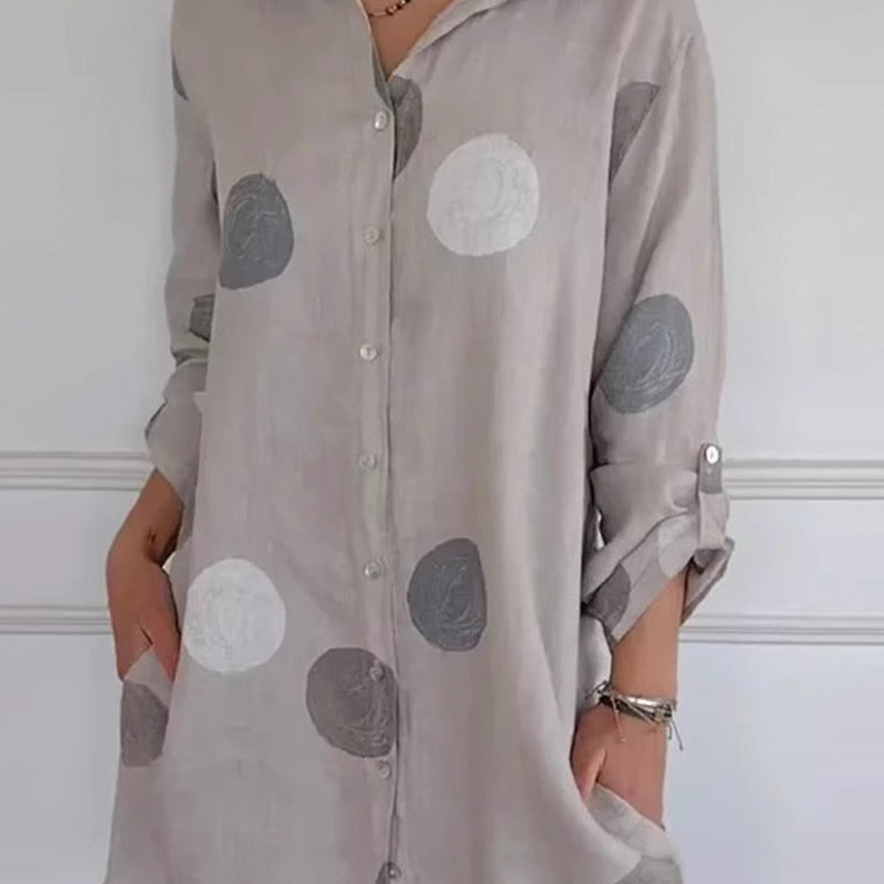 🔥👔Sukienka koszulowa Plus Size z nadrukiem