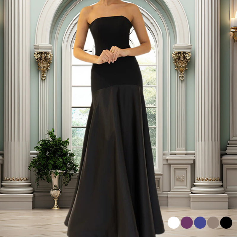 🔥👗Elegancka długa sukienka w kształcie litery A z odkrytymi ramionami