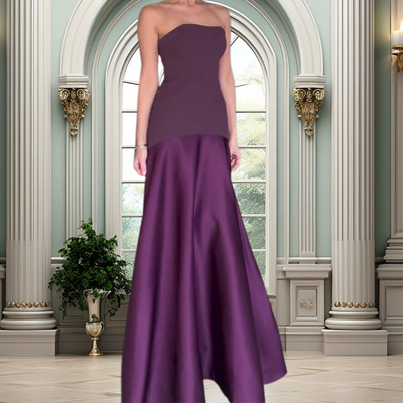 🔥👗Elegancka długa sukienka w kształcie litery A z odkrytymi ramionami