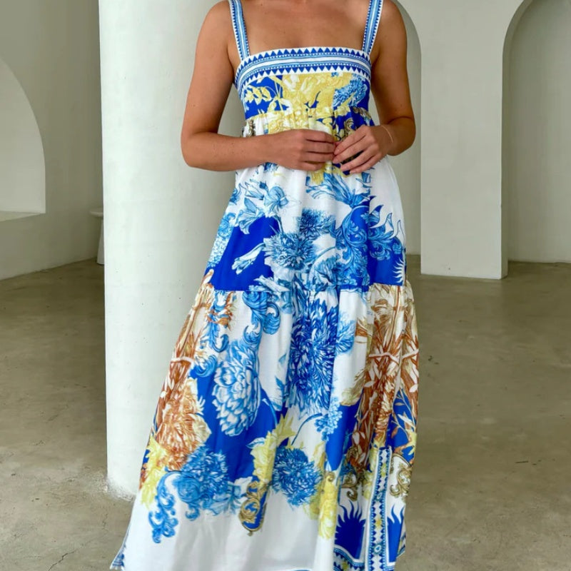 🔥👗Elegancka damska sukienka maxi w kwiaty z kieszeniami