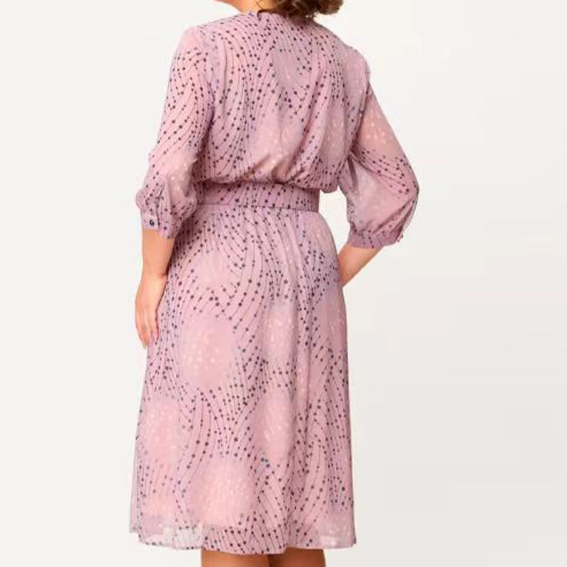 🔥👗Damska sukienka midi plus size z wiązaniem w talii