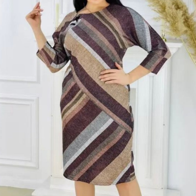 🔥👗Damska sukienka z okrągłym dekoltem i luźnym krojem