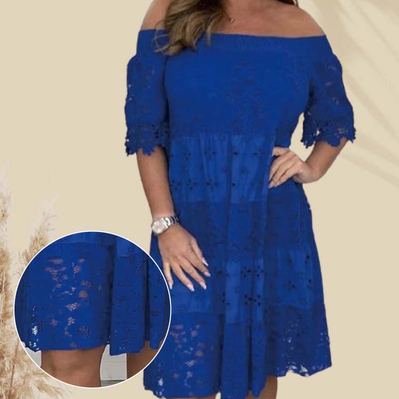 🔥👗Sukienka bez ramiączek z koronkowymi, ażurowymi wstawkami dla kobiet