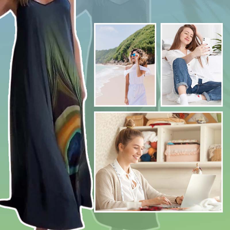 🔥👗Kwiatowa luźna sukienka maxi na ramiączkach spaghetti – eleganckie kwiatowe wzory, wygodny krój
