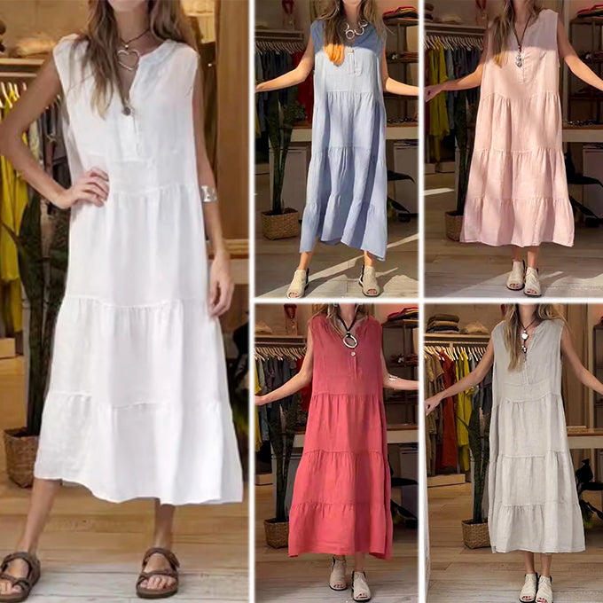 🔥👗2025 nowe bawełniane lniane sukienki damskie retro w dużych rozmiarach