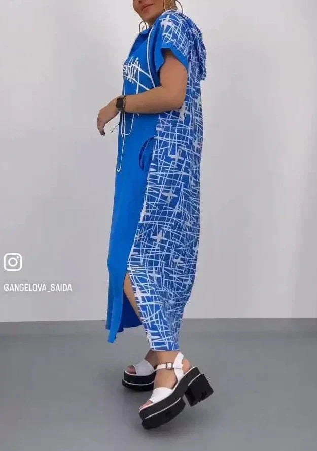 🔥👗Zapinana na zamek sukienka maxi z kapturem