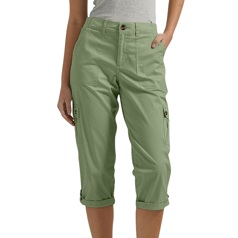 🔥👖Spodnie Cargo Capri z wieloma kieszeniami w jednolitym kolorze