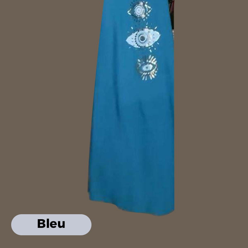 🔥👗Damska długa sukienka bez rękawów z wzorem w oczy