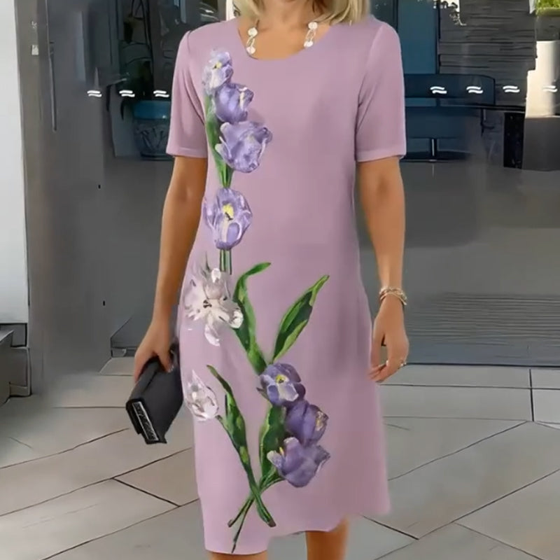 🔥👗Elegancka luźna sukienka z kwiatowym nadrukiem