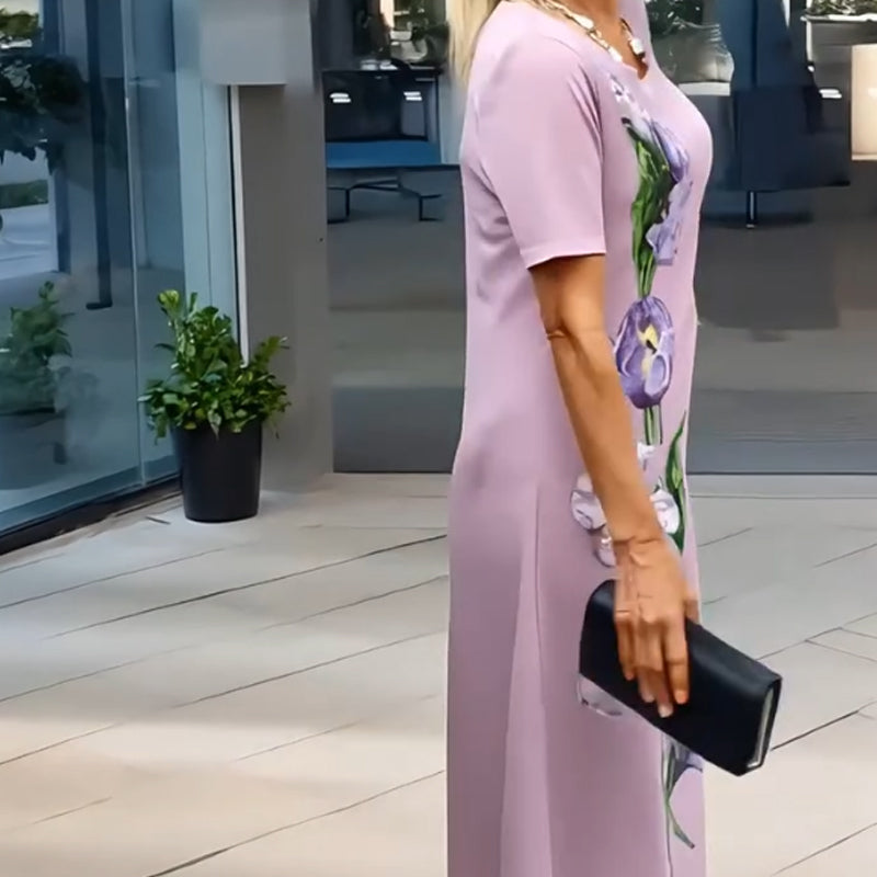 🔥👗Elegancka luźna sukienka z kwiatowym nadrukiem