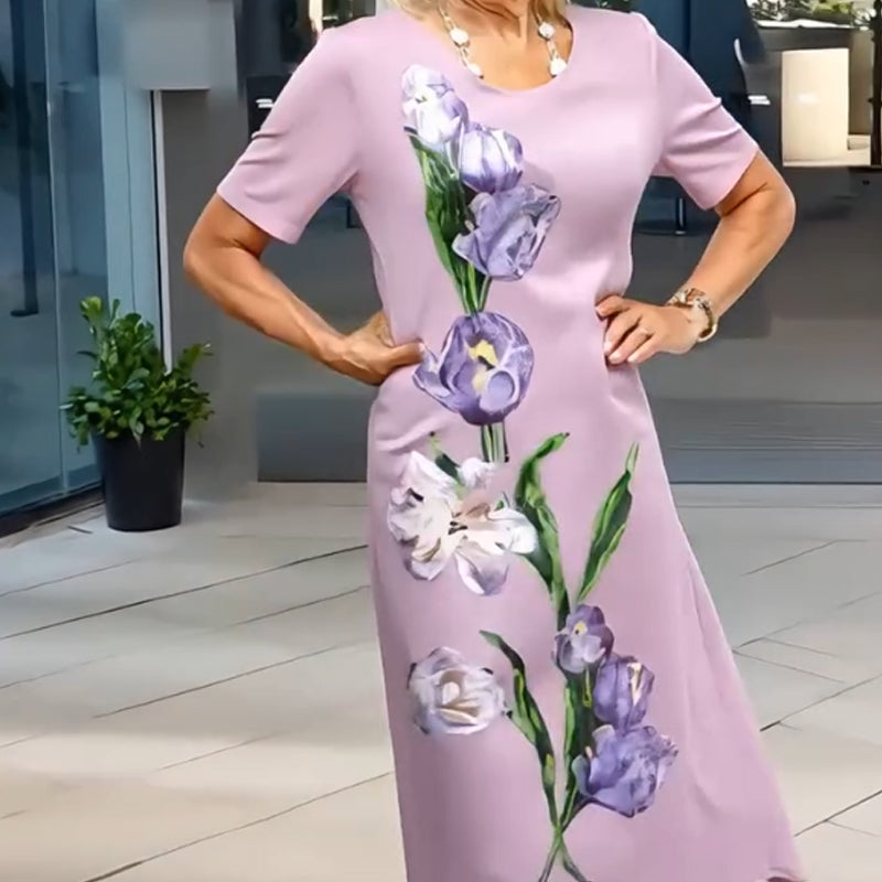 🔥👗Elegancka luźna sukienka z kwiatowym nadrukiem