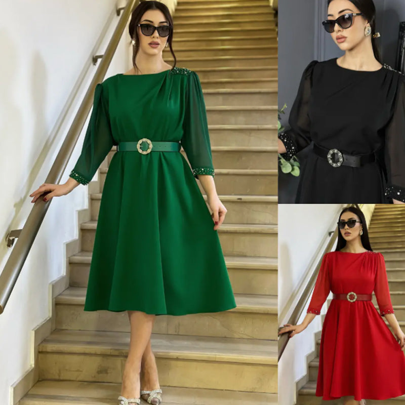 🔥👗Eleganckie sukienki damskie z cekinami i rękawami 3/4