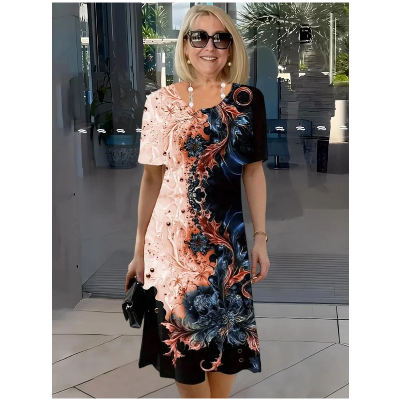 🔥👗Luźna letnia sukienka damska z kwiatowym wzorem 3D