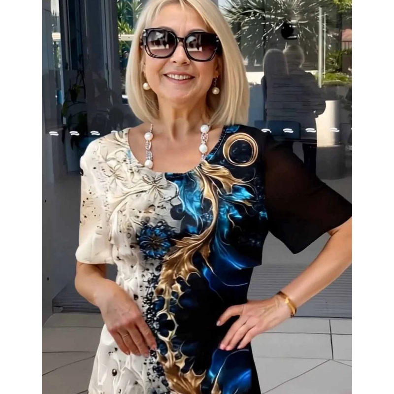 🔥👗Luźna letnia sukienka damska z kwiatowym wzorem 3D