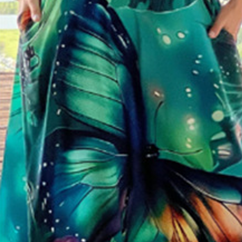🔥👗Damska luźna, wzorzysta, bezrękawnikowa sukienka maxi