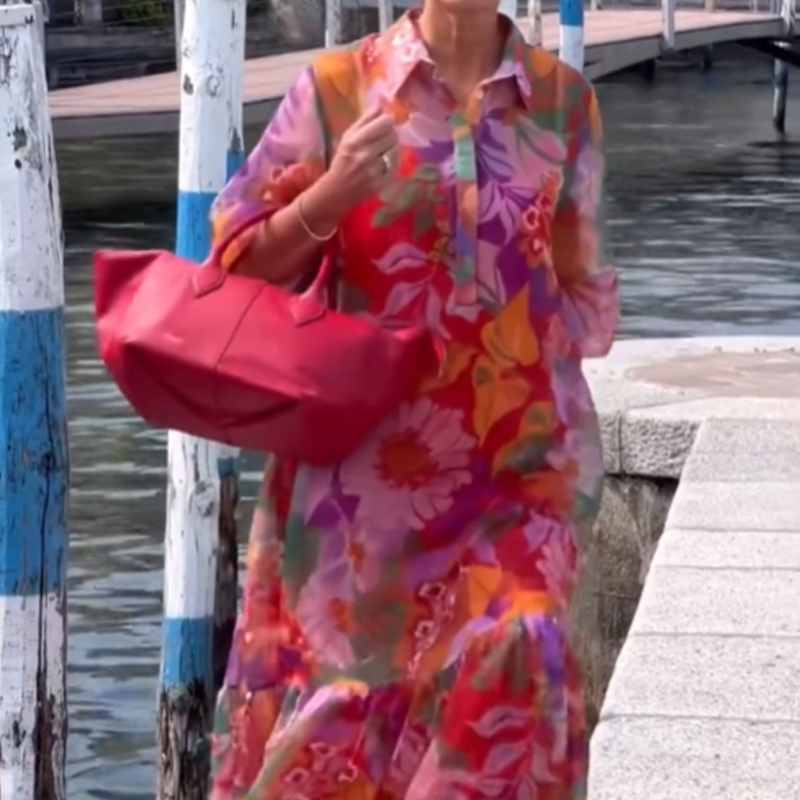 🔥👗Czerwona szyfonowa sukienka w kwiatowy wzór