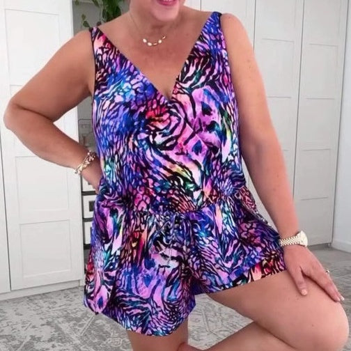 🔥👙 BEZRĘKAWNY STRÓJ KĄPIELOWY Z V-DEKOLTEM🌺