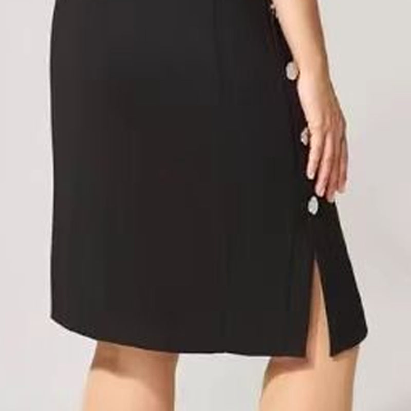 🔥👗Elegancka damska sukienka z guzikami w jednolitym kolorze