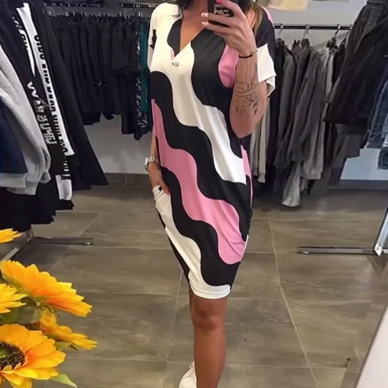 🔥👗Damska sukienka z krótkim rękawem V-Neck