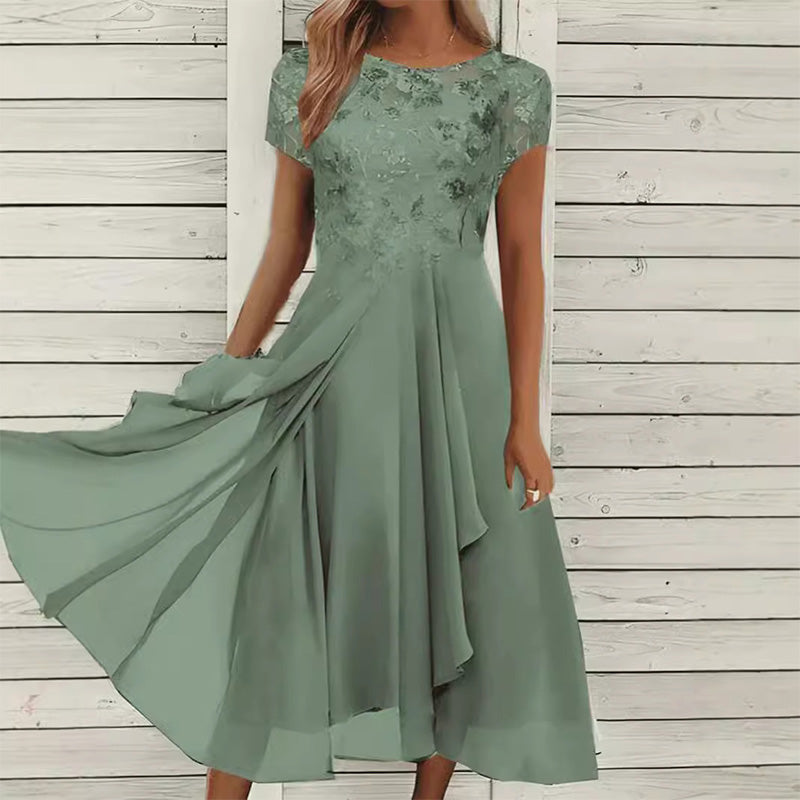 🔥👗Modna tiulowa sukienka z okrągłym dekoltem💖