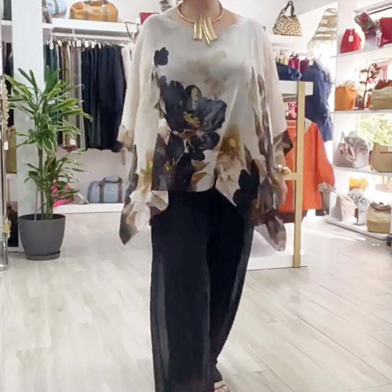 🔥👚👖Casualowy top damski z okrągłym dekoltem z nadrukiem