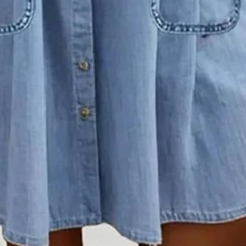 🔥👗Damska luźna sukienka jeansowa z kieszeniami