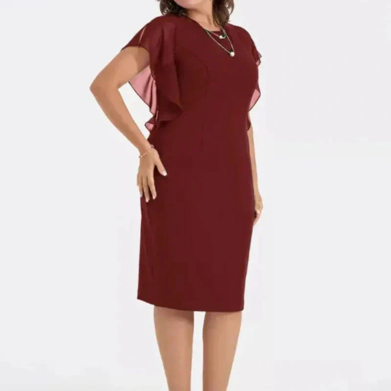 🔥👗Jednolita sukienka midi z okrągłym dekoltem