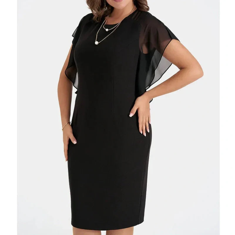 🔥👗Jednolita sukienka midi z okrągłym dekoltem
