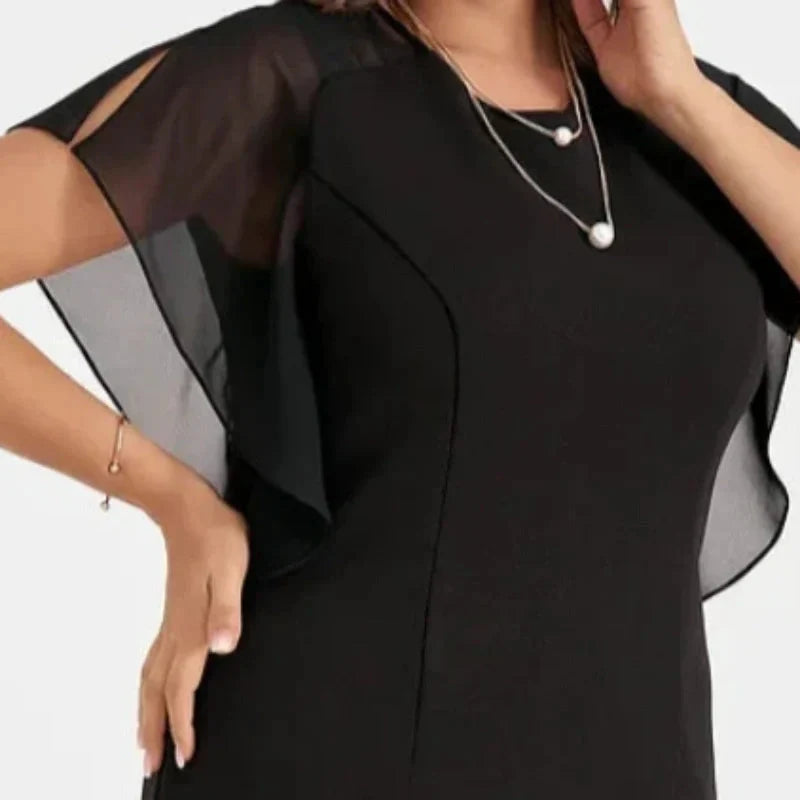 🔥👗Jednolita sukienka midi z okrągłym dekoltem