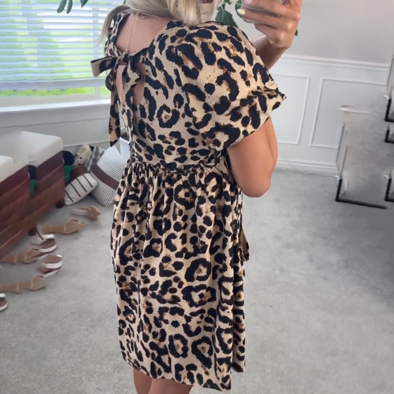 🔥👗Damska casualowa mini sukienka w panterkę