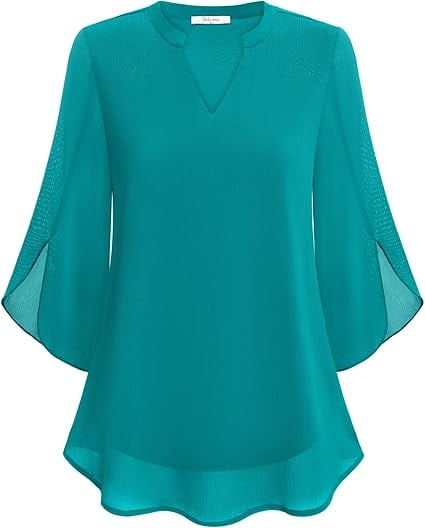 🔥👗Szyfonowa koszula z dekoltem w szpic
