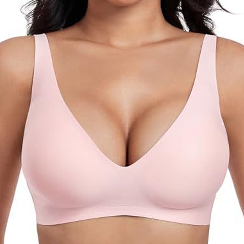 🔥👙Letni, gorący biustonosz push-up z głębokim dekoltem w serek i bez fiszbin, bezszwowy, żelowy