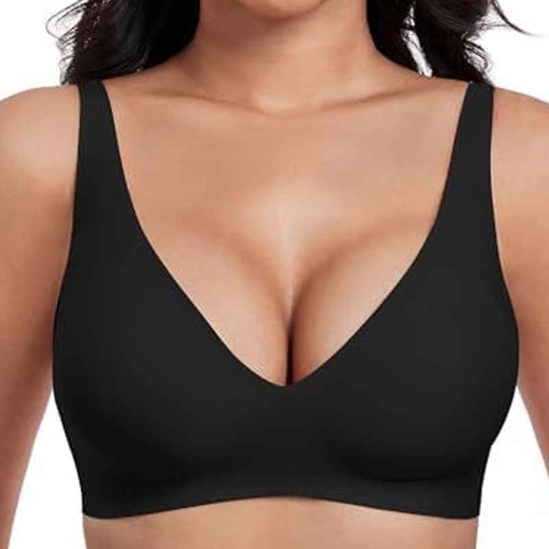 🔥👙Letni, gorący biustonosz push-up z głębokim dekoltem w serek i bez fiszbin, bezszwowy, żelowy